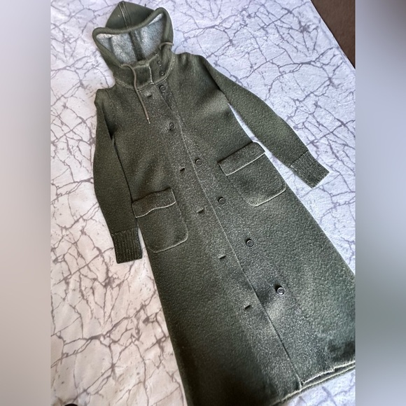 VTG Polo Jeans Co. Ralph Lauren Coat Small Wool Blend Hooded, Y2K, Olive Green - Picture 2 of 13